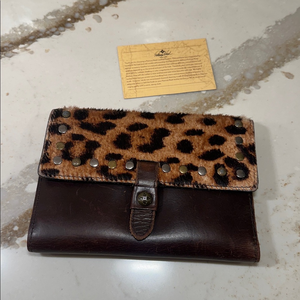 Patricia Nash Leather Leopard Print and Brown Leather Wallet - Picture 3 of 7